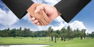 Handshake at golf