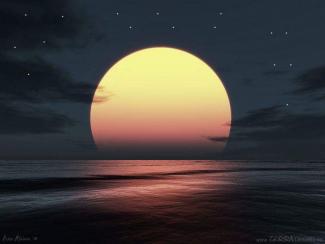 Moon Moon over the water