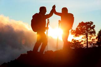 hiking with friend